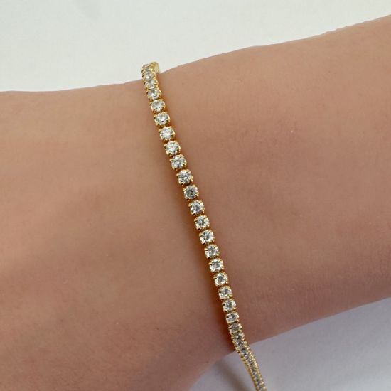 Wholesale Gold over Sterling Silver Bulk Chain - 2mm CZ Stone Tennis  Chain(Sold per foot)