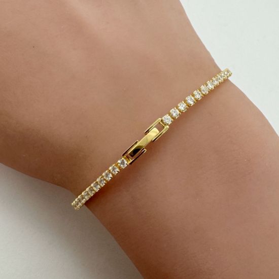 wholesale gold over sterling silver 2mm tennis bracelet