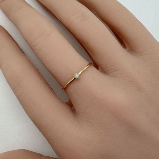 Wholesale 1/20 14K Gold Filled White Bello Opal Stacking Ring - Size 6