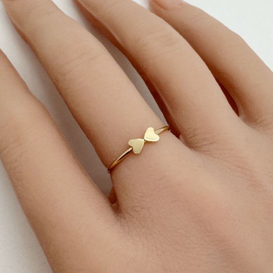 Wholesale 1/20 14K Gold Filled Double Heart Stacking Ring - Size 6