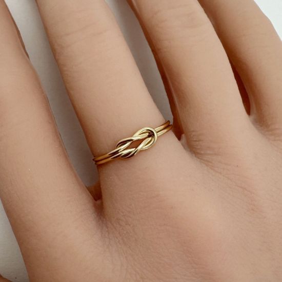 Wholesale 1/20 14K Gold Filled Double Band Love Knot Ring - Size 6