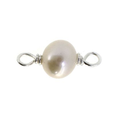 Wholesale 925 Sterling Silver Fresh Water Single Round Pearl Connectors -5mm Grade AAA (sold per piece)