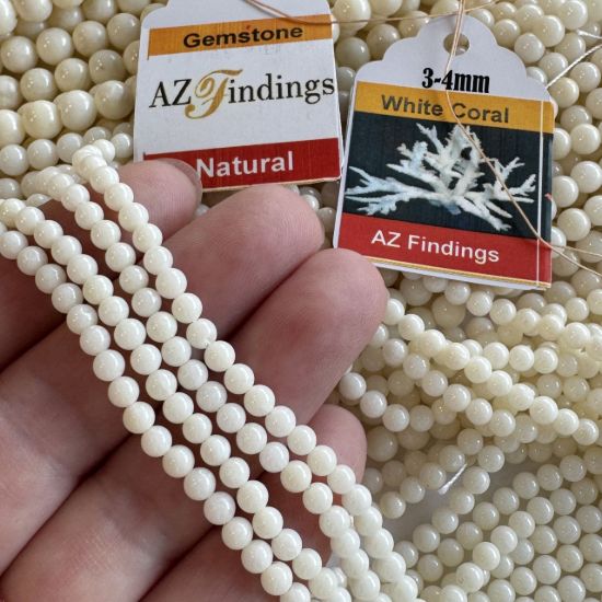 Wholesale Natural Gemstone Beads - 100% Genuine White Coral Gemstone Bead - Smooth Round Shape - (Sold Per 15" Strand)