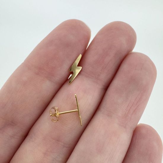 wholesale 1/20 14k gold filled lightning bolt stud earrings