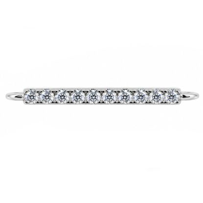 Wholesale 925 Sterling Silver CZ Stone Bar Charm Connector with Open Rings- 16mm (Sold Per Piece)