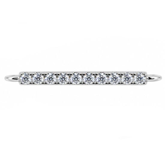 Wholesale 925 Sterling Silver CZ Stone Bar Charm Connector with open rings- 16mm (sold per piece)