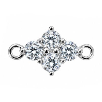 Wholesale 925 Sterling Silver Dainty CZ Floral Charm Connector with Open Rings- 13mm (sold per piece)