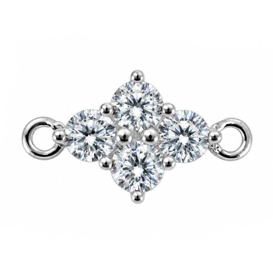 Wholesale 925 Sterling Silver Dainty CZ Floral Charm Connector with open rings- 13mm (sold per piece)