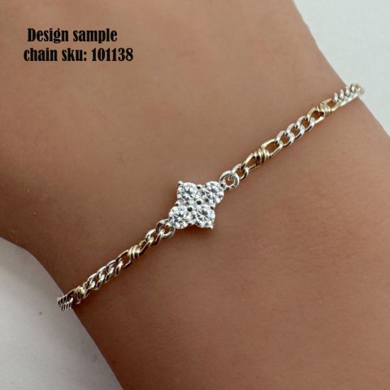 Wholesale 925 Sterling Silver Dainty CZ Floral Charm Connector with open rings- 13mm (sold per piece)