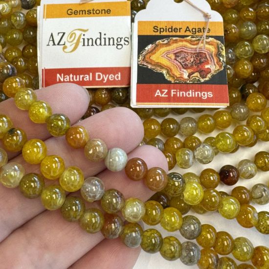 Wholesale Natural Gemstone Beads - Dyed Dragon Vein Agate Gemstone Bead - Smooth Round Shape - (Sold Per 15" Strand)