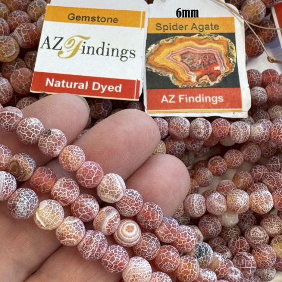 Wholesale Natural Gemstone Beads - Dyed Red Spider Agate Gemstone Bead - Smooth Round Shape - (Sold Per 15" Strand)