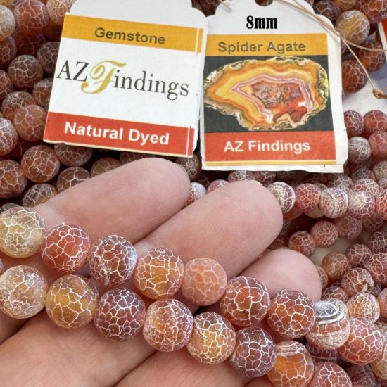 Wholesale Natural Gemstone Beads - Dyed Red Spider Agate Gemstone Bead - Smooth Round Shape - (Sold Per 15" Strand)