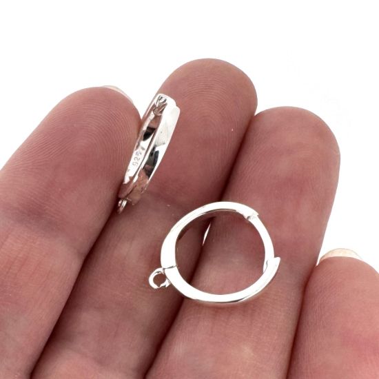 Wholesale Sterling Silver Huggie Hoops With Vertical Ring - 13mm (1 pair)