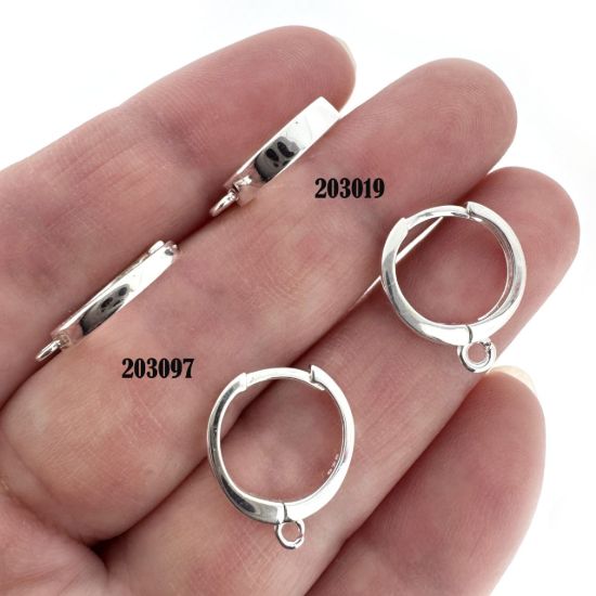 Wholesale Sterling Silver Huggie Hoops With Vertical Ring - 13mm (1 pair)