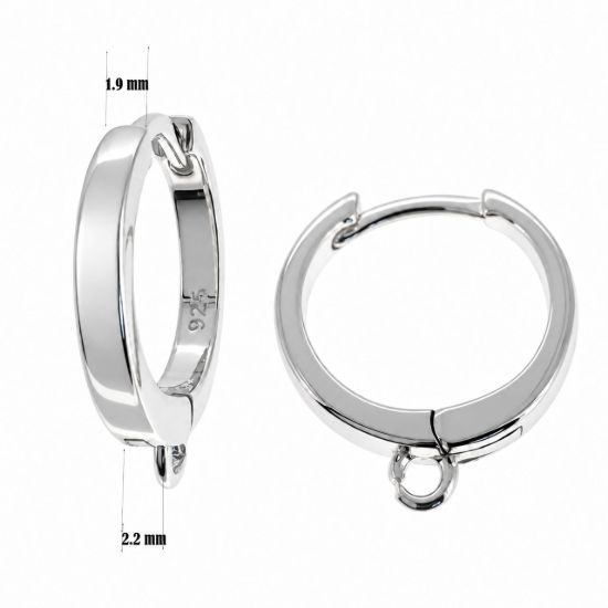 Wholesale Sterling Silver Huggie Hoops With Vertical Ring - 13mm (1 pair)