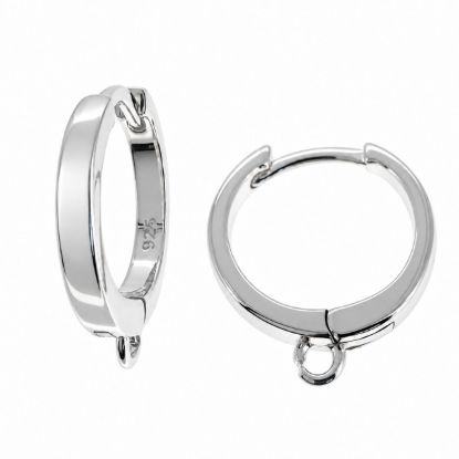 Wholesale Sterling Silver Huggie Hoops With Vertical Ring - 13mm (1 pair)