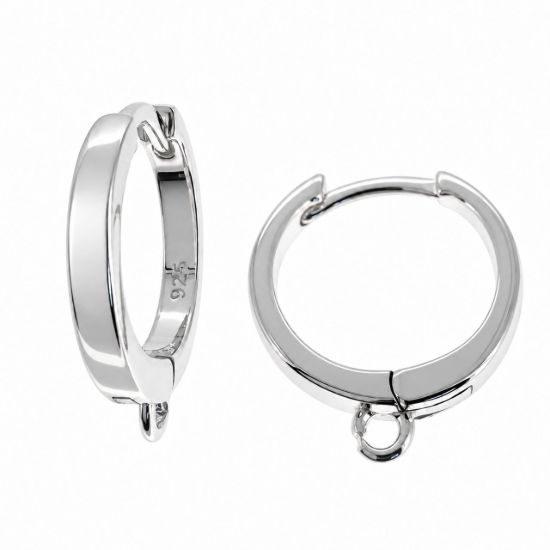 Wholesale Sterling Silver Huggie Hoops With Vertical Ring - 13mm (1 pair)