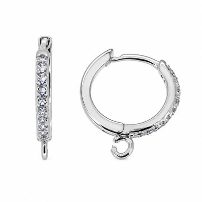 Wholesale Sterling Silver CZ Stone Huggie Hoops With Open Ring -12mm