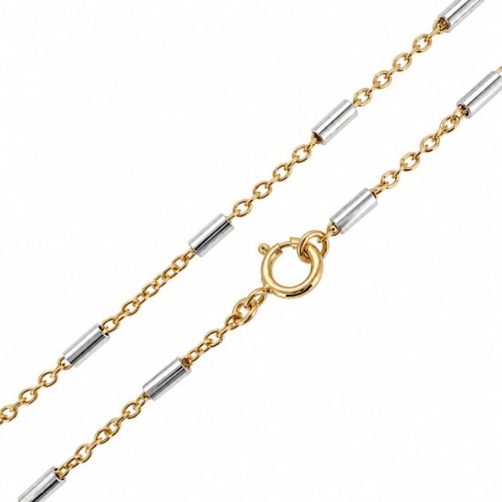 Wholesale 1/20 14K Gold Filled and Sterling Silver Two-Toned Finished Chain - 4mm Bar Satellite Cable Chain