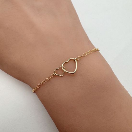 wholesale 1/20 14k gold filled interlocking hearts charm connector