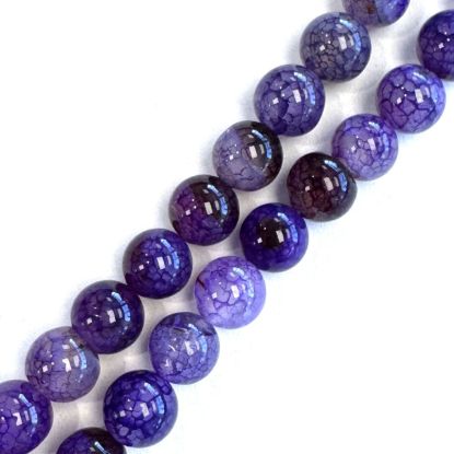 Wholesale Natural Gemstone Beads - Dyed Purple Spider Agate Gemstone Bead - Smooth Round Shape - (Sold Per 15" Strand)
