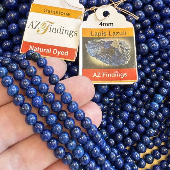 Wholesale Natural Lapis Lazuli Round Bead - Smooth Round Shape (dyed )- (Sold Per 15" Strand)