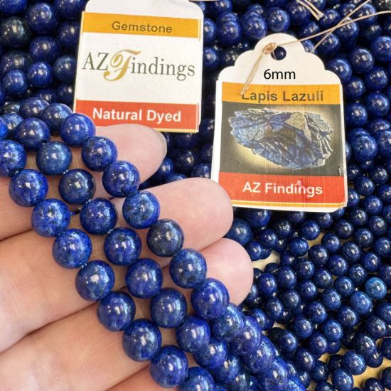 Wholesale Natural Lapis Lazuli Round Bead - Smooth Round Shape (dyed )- (Sold Per 15" Strand)