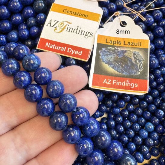 Wholesale Natural Lapis Lazuli Round Bead - Smooth Round Shape (dyed )- (Sold Per 15" Strand)