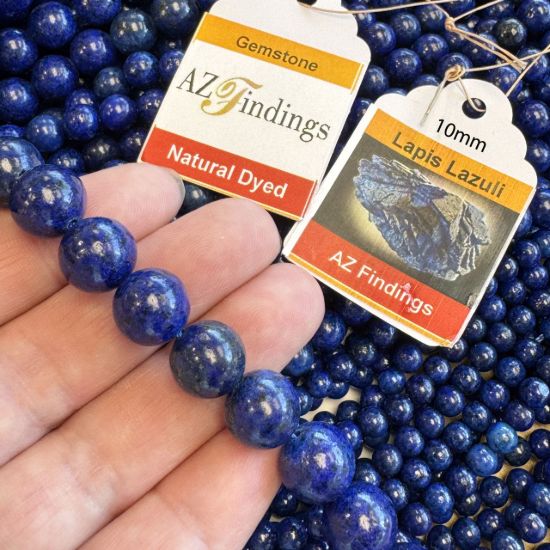 Wholesale Natural Lapis Lazuli Round Bead - Smooth Round Shape (dyed )- (Sold Per 15" Strand)