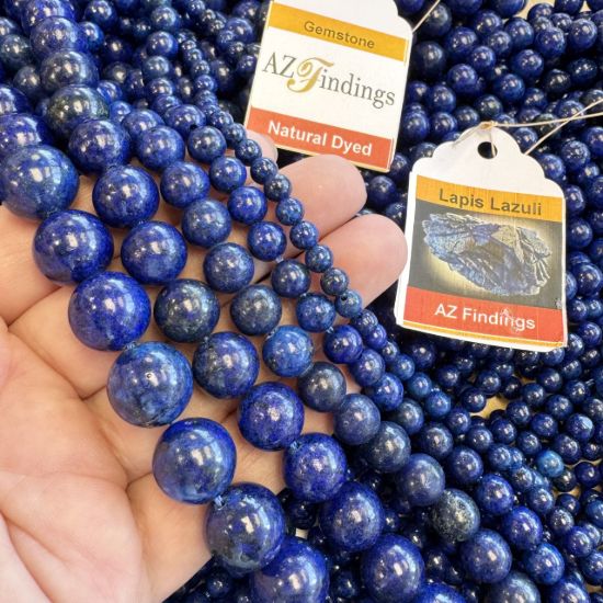 Wholesale Natural Lapis Lazuli Round Bead - Smooth Round Shape (dyed )- (Sold Per 15" Strand)