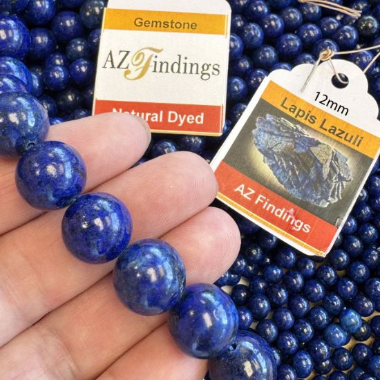Wholesale Natural Lapis Lazuli Round Bead - Smooth Round Shape (dyed )- (Sold Per 15" Strand)