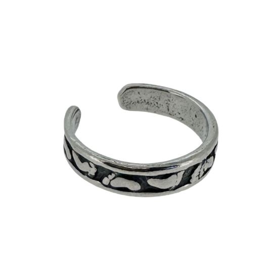 Wholesale 925 Sterling Silver Tiny Footprints Adjustable Toe Ring