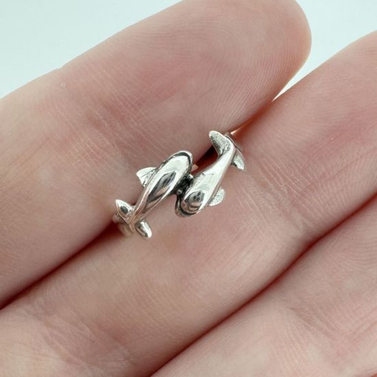 Wholesale 925 Sterling Silver Double Dolphins Adjustable Toe Ring