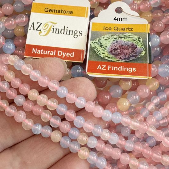 Wholesale Natural Gemstone Beads - Dyed Color Mixed Fusion Ice Quartz Gemstone Bead - Smooth Round Shape - (Sold Per 15" Strand)