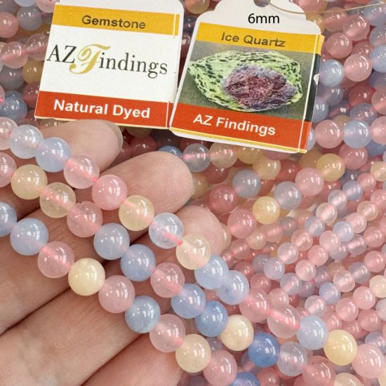 Wholesale Natural Gemstone Beads - Dyed Color Mixed Fusion Ice Quartz Gemstone Bead - Smooth Round Shape - (Sold Per 15" Strand)