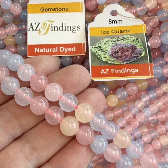 Wholesale Natural Gemstone Beads - Dyed Color Mixed Fusion Ice Quartz Gemstone Bead - Smooth Round Shape - (Sold Per 15" Strand)