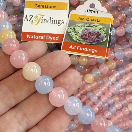 Wholesale Natural Gemstone Beads - Dyed Color Mixed Fusion Ice Quartz Gemstone Bead - Smooth Round Shape - (Sold Per 15" Strand)