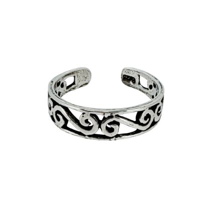 Wholesale 925 Sterling Silver Swirl Pattern Adjustable Toe Ring