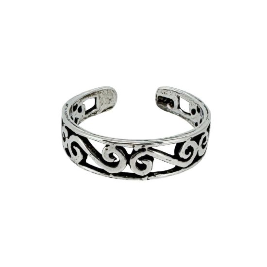 Wholesale 925 Sterling Silver Swirl Pattern Adjustable Toe Ring