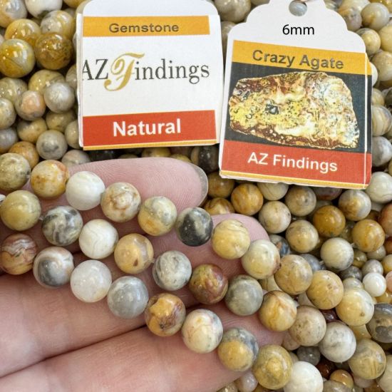 Wholesale Natural Gemstone Beads - 100% Genuine Crazy Lace Agate Gemstone Bead - Smooth Round Shape - (Sold Per 15" Strand)