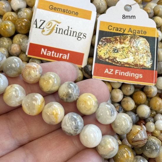 Wholesale Natural Gemstone Beads - 100% Genuine Crazy Lace Agate Gemstone Bead - Smooth Round Shape - (Sold Per 15" Strand)
