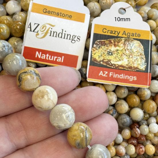 Wholesale Natural Gemstone Beads - 100% Genuine Crazy Lace Agate Gemstone Bead - Smooth Round Shape - (Sold Per 15" Strand)