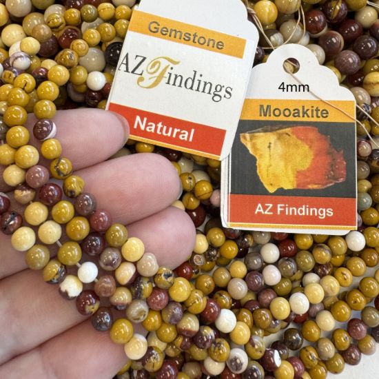 Wholesale Natural Gemstone Beads - 100% Genuine Mookaite Jasper Gemstone Bead - Smooth Round Shape - (Sold Per 15" Strand)