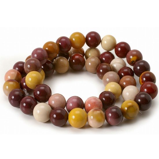 Wholesale Natural Gemstone Beads - 100% Genuine Mookaite Jasper Gemstone Bead - Smooth Round Shape - (Sold Per 15" Strand)