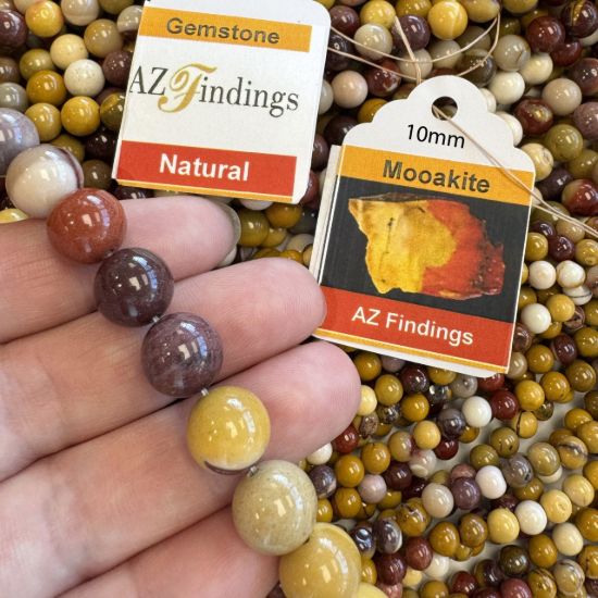 Wholesale Natural Gemstone Beads - 100% Genuine Mookaite Jasper Gemstone Bead - Smooth Round Shape - (Sold Per 15" Strand)