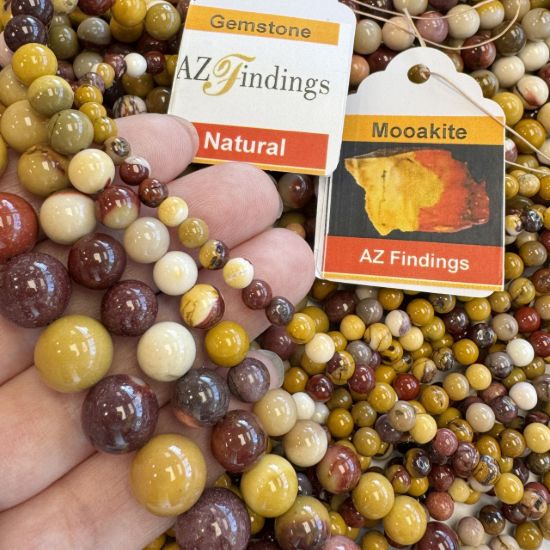 Wholesale Natural Gemstone Beads - 100% Genuine Mookaite Jasper Gemstone Bead - Smooth Round Shape - (Sold Per 15" Strand)