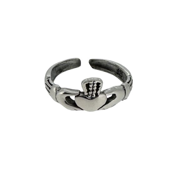 Wholesale 925 Sterling Silver Claddagh Cutout Adjustable Toe Ring