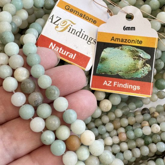 Wholesale Natural Gemstone Beads - 100% Genuine Matte Black Amazonite Gemstone Bead - Smooth Round Shape - (Sold Per 15" Strand)
