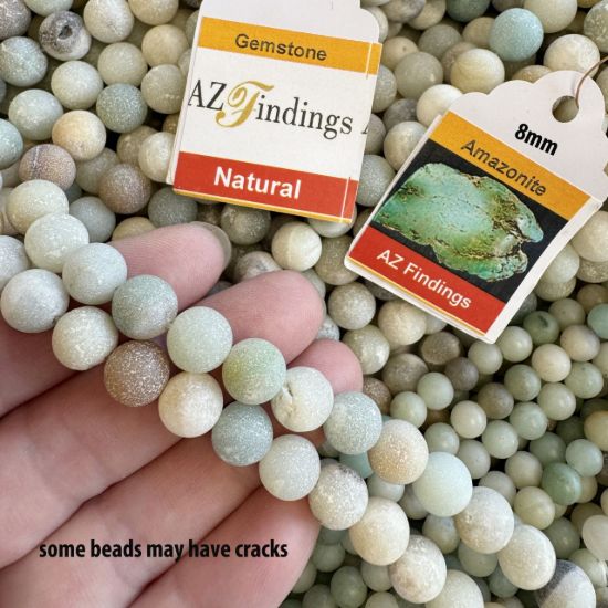 Wholesale Natural Gemstone Beads - 100% Genuine Matte Black Amazonite Gemstone Bead - Smooth Round Shape - (Sold Per 15" Strand)