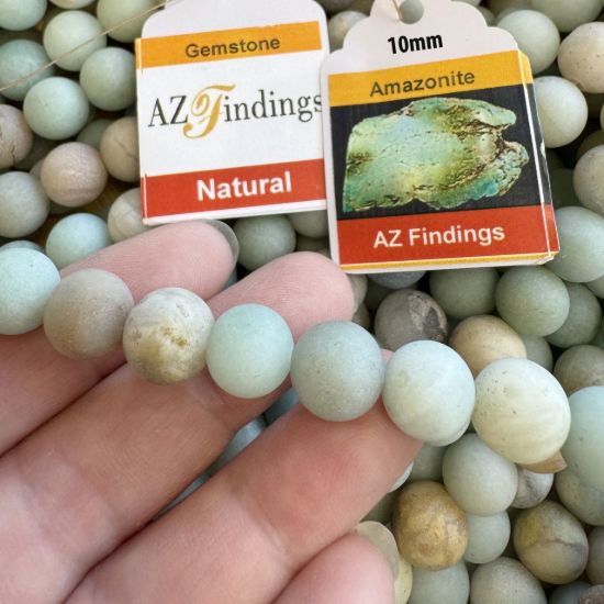 Wholesale Natural Gemstone Beads - 100% Genuine Matte Black Amazonite Gemstone Bead - Smooth Round Shape - (Sold Per 15" Strand)